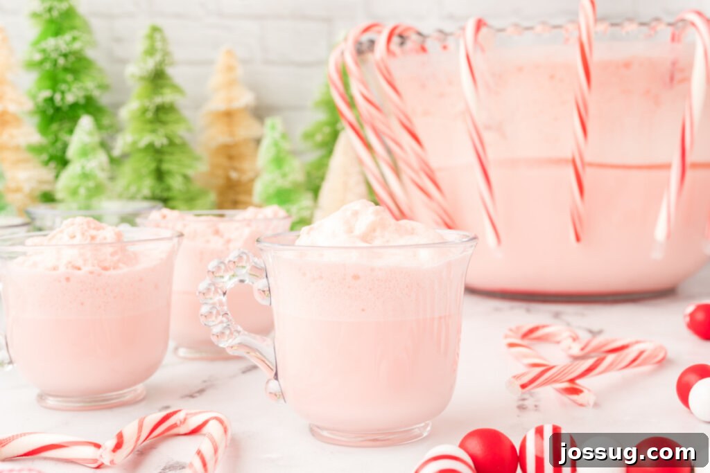 peppermint eggnog punch is glasses ready to serve