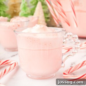 clear glass of peppermint eggnog punch