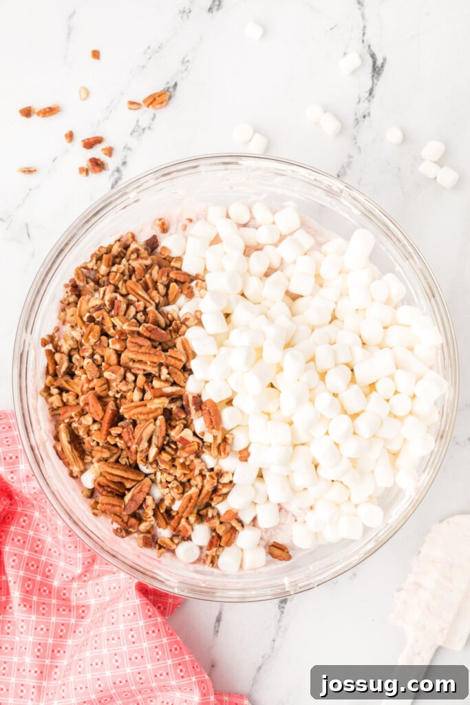 mix in the marshmallows and pecans