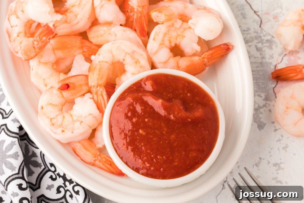 shrimp cocktail sauce on plate with chilled shrimp