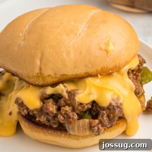 closeup Philly Cheesesteak Sloppy Joe