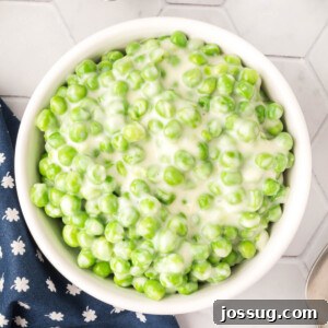 White bowl with creamed peas