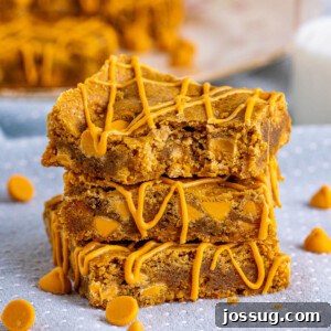 butterscotch blondies stacked
