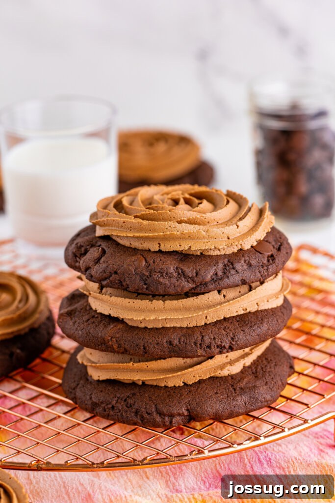 Stacked Copycat Crumbl Chocolate Cake Cookies