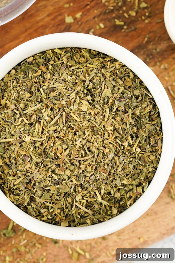 italian seasoning in white bowl