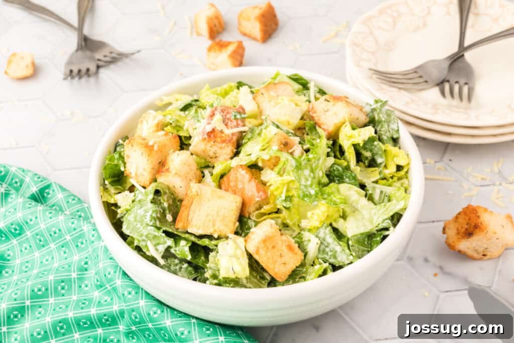 The Emperor's Salad 6 caesar salad in a simple white bowl, ready for serving