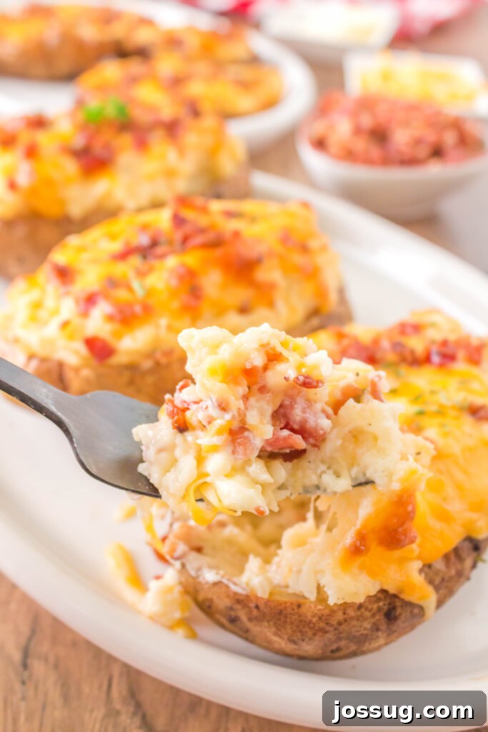 Smoky Grilled Twice-Baked Potatoes 2 Deliciously cheesy Grilled Twice Baked Potatoes ready to serve, a mouthwatering twist on a classic favorite. This potato side dish will be a hit all summer!