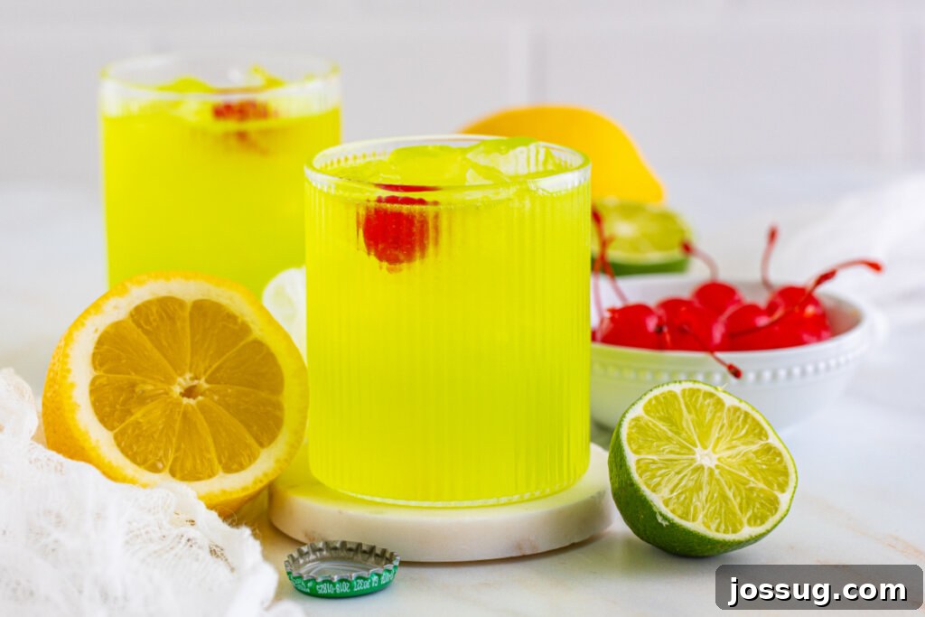 two midori sour cocktails on a table