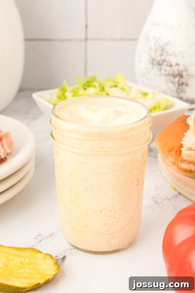 homemade copycat McDonald's big mac sauce in glass jar