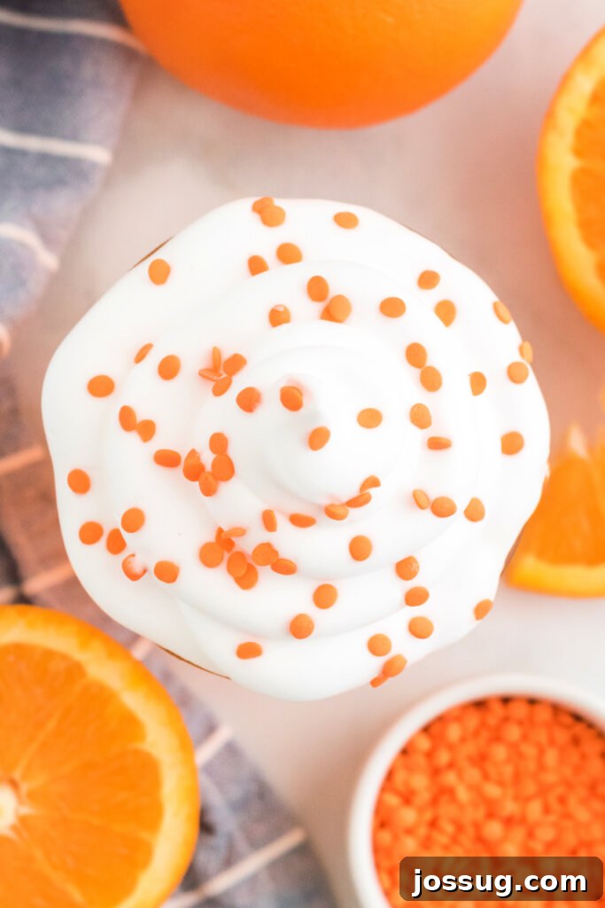 looking down onto a finished orange cremasicle cocktail