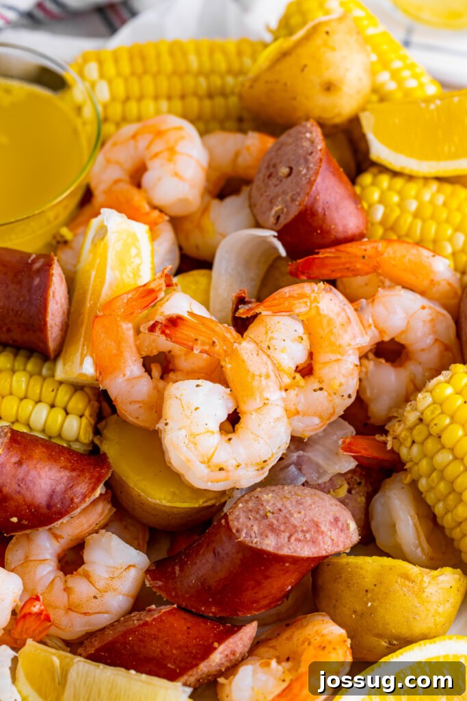 closeup of low country boil