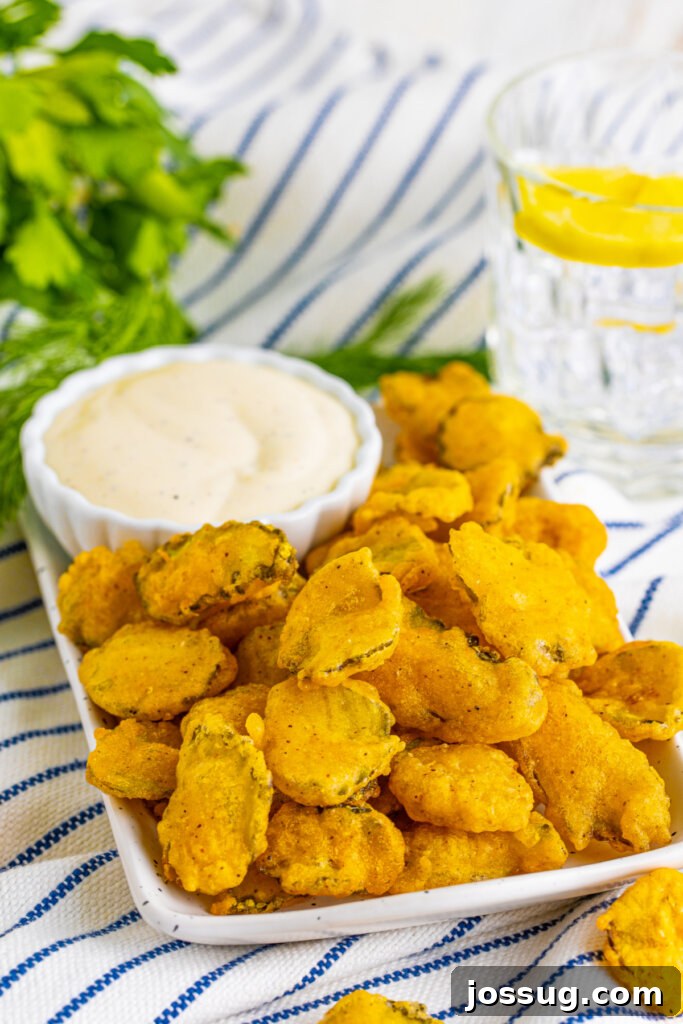 serving platter with fried pickles