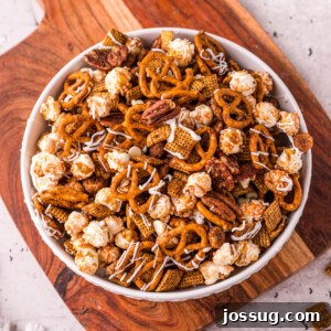 air fryer fall chex mix in bowl ready to serve