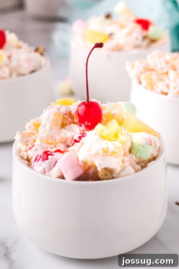 creamy pineapple fluff ready to eat