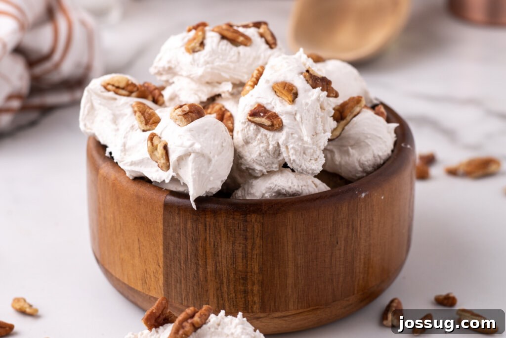 closeup of wooden bowl with divinity candy