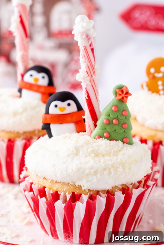 closeup of north pole cupcakes