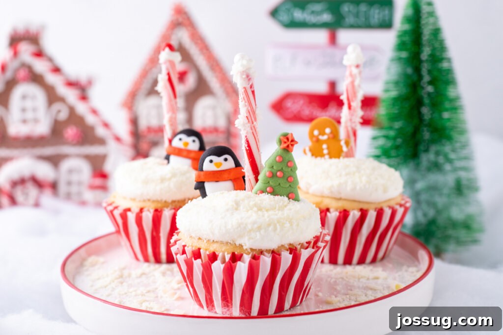 christmas cupcakes on serving plate