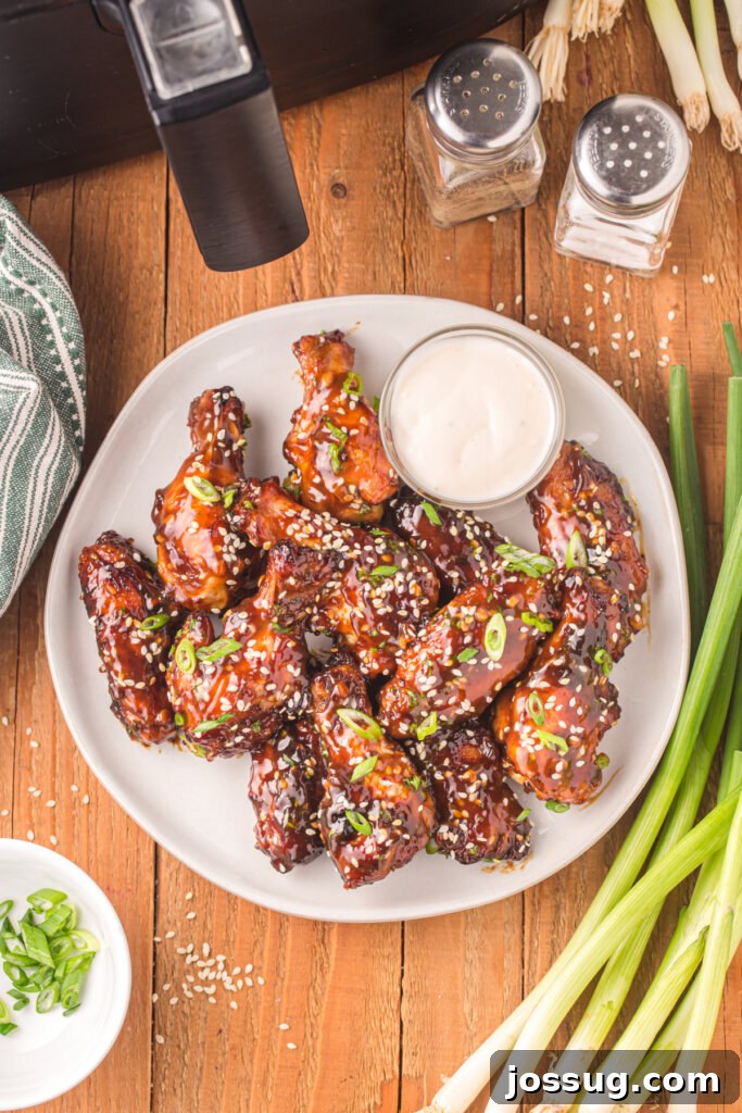 Crispy Sticky Teriyaki Air Fryer Wings 4 plate with air fryer teriyaki chicekn wings
