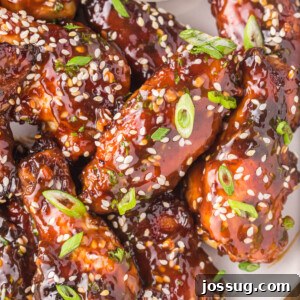 closeup of teriyaki chicekn wings ready to serve
