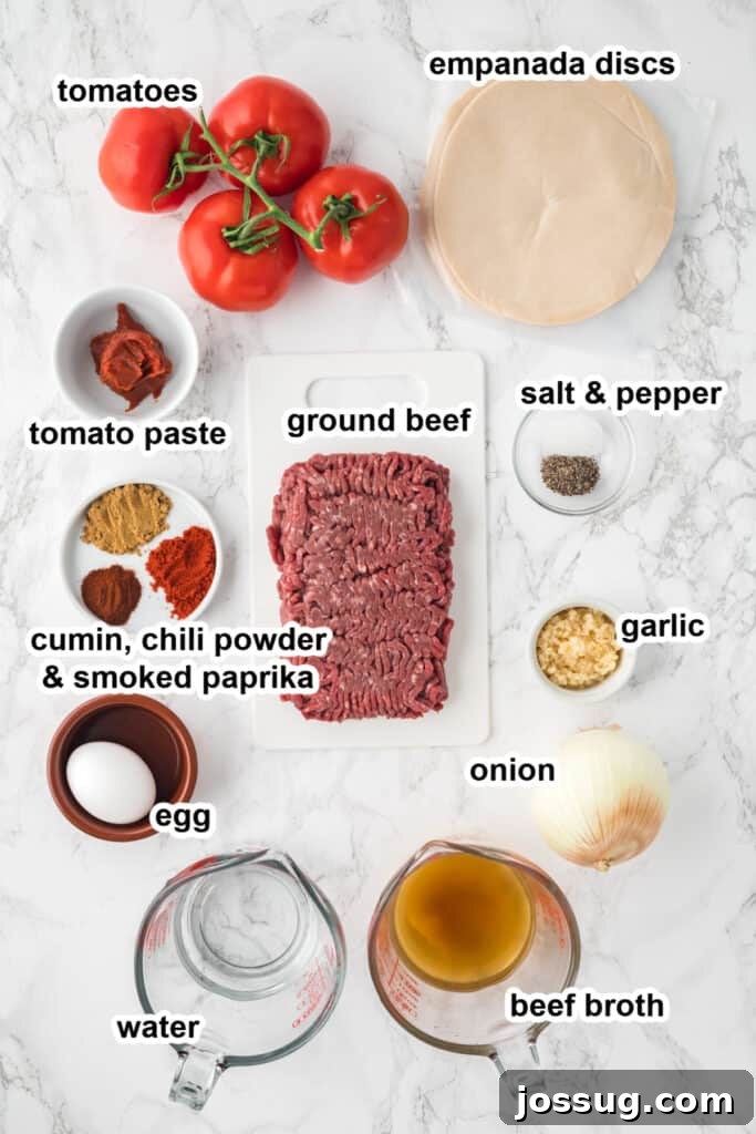 Crispy Air-Fried Beef Empanadas 3 A selection of fresh ingredients ready to make beef empanadas