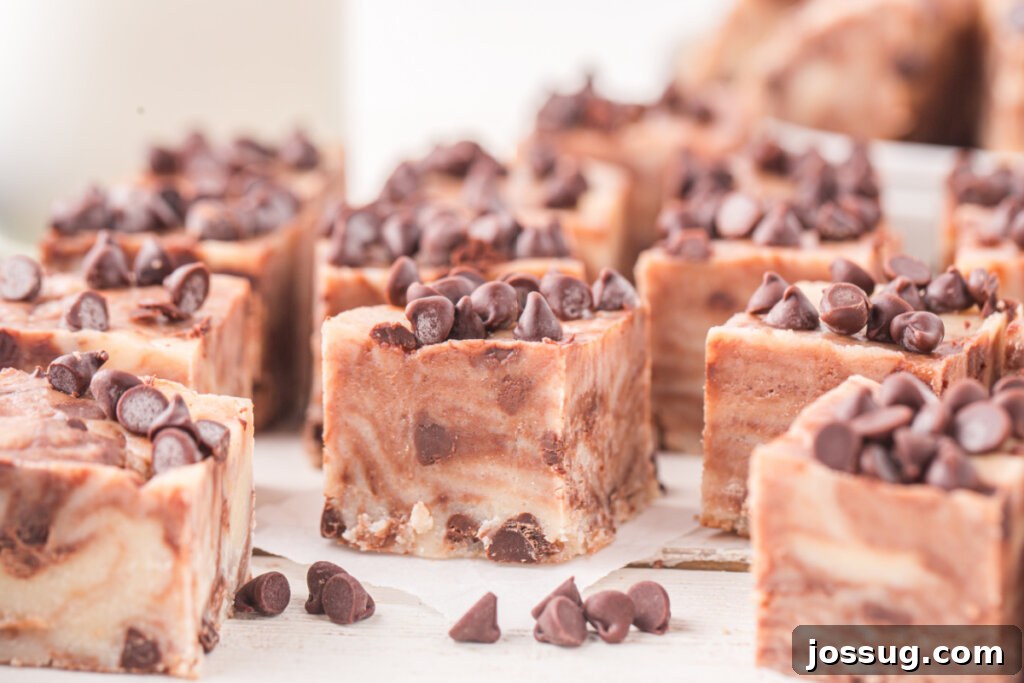 Fudgy Cookie Dough Delight 6 several pieces of cookie dough fudge on table