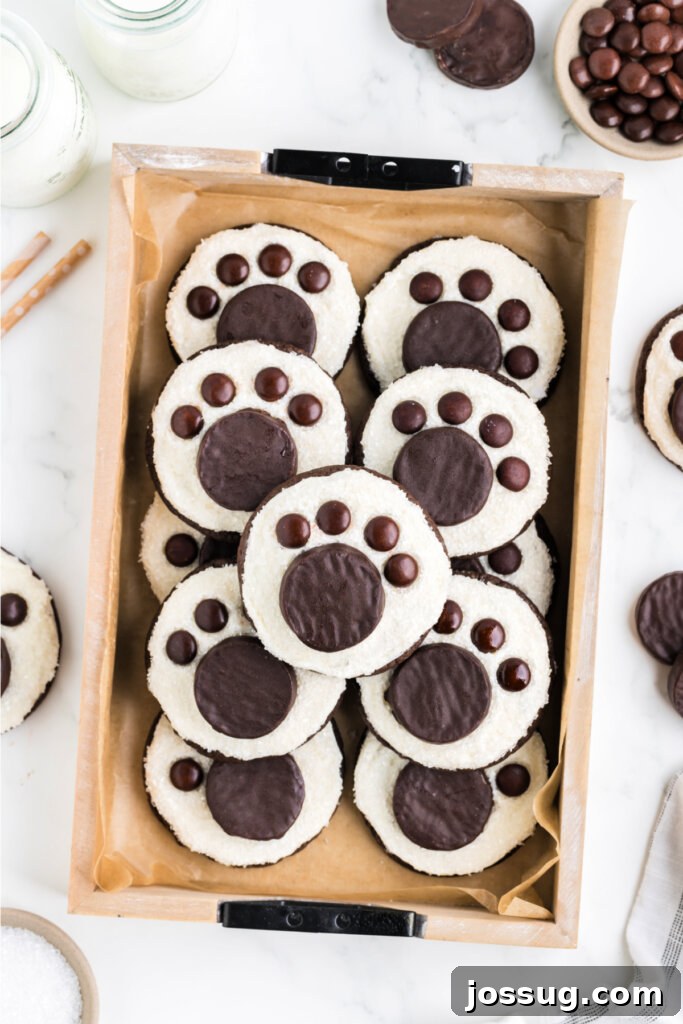 Arctic Paw Prints 2 Serving tray filled with adorable Polar Bear Paw Cookies, ready to be enjoyed