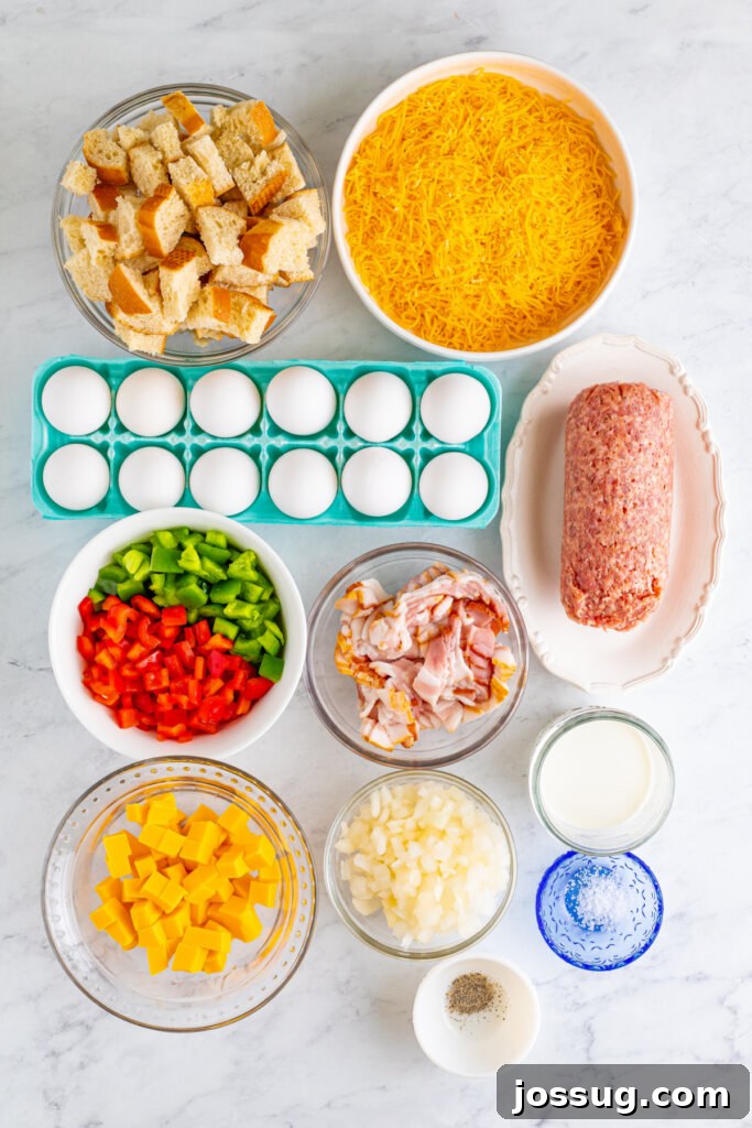 Make-Ahead Christmas Morning Strata 3 ingredients to make overnight breakfast casserole