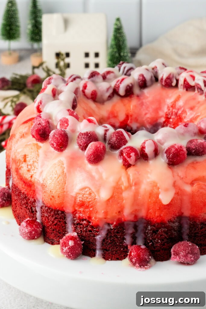Holiday Red Velvet Flan Delight 3 Beautiful Red Velvet Flan Holiday Cake on a decorative cake stand, ready for serving.