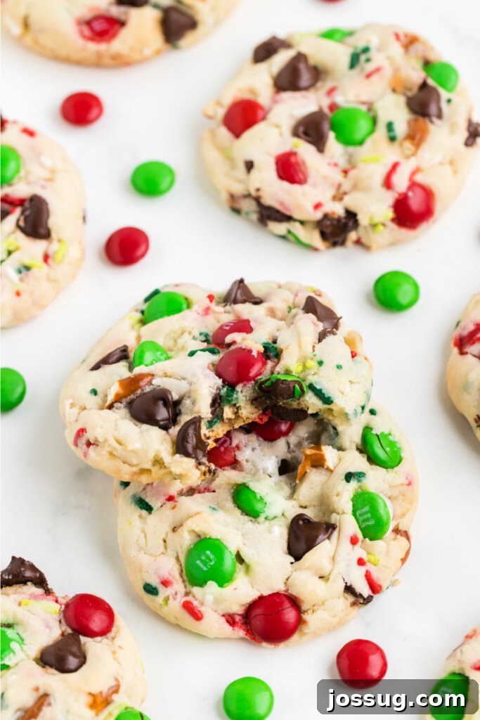 Festive Cookie Stacks 3 Loaded Christmas Cookies on a table