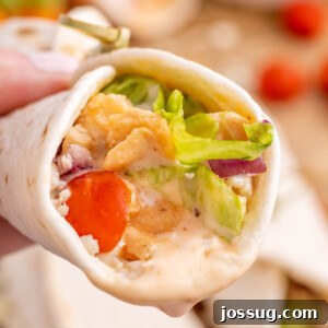 closeup of a buffalo chicken wrap