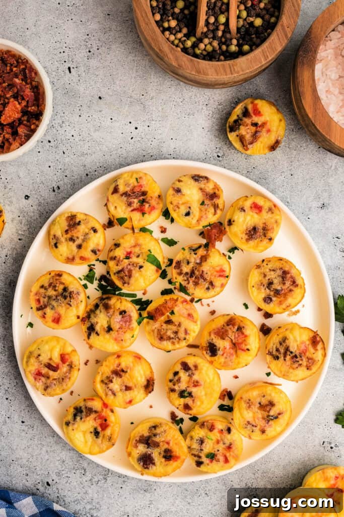 egg bites on a platter, garnished and ready to serve