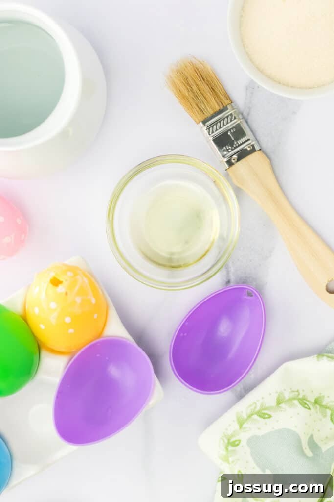 Hoppy Hour Jellies 5 Brush the inside of the plastic egg with vegetable oil.