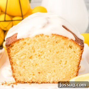 closeup of lemon loaf with glaze