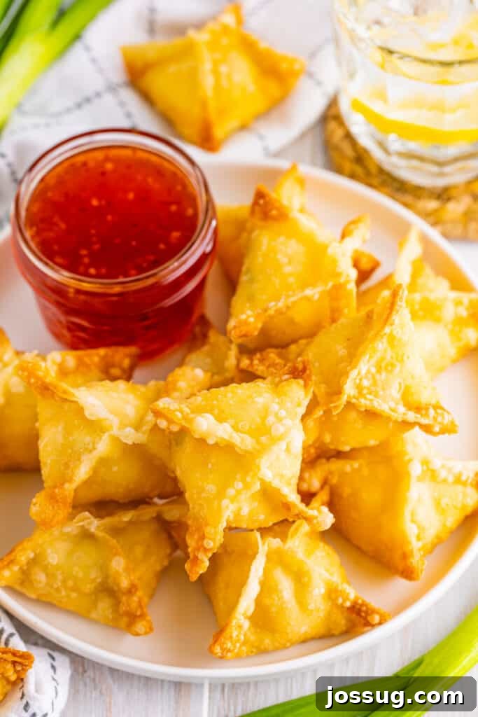 Crispy Crab Clouds 2 crab rangoon on plate