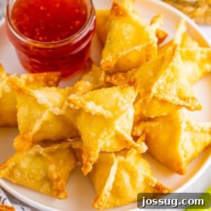 closeup of crab rangoon on plate