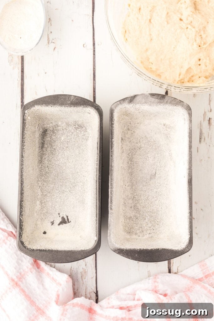 Grease two 8x4-inch loaf pans and sprinkle generously with cornmeal.