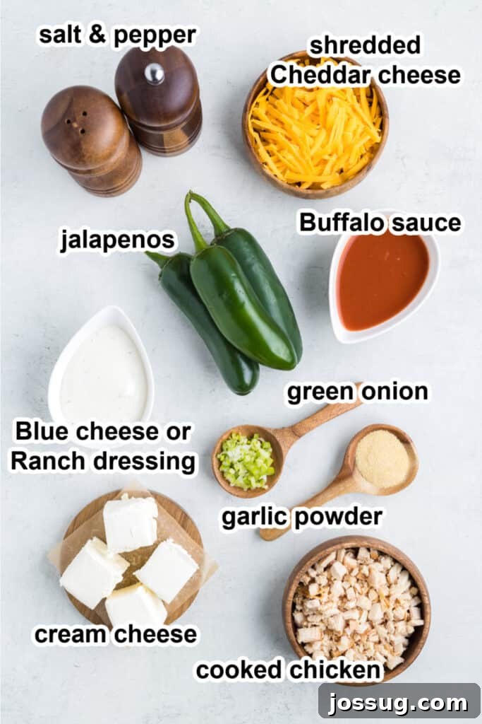ingredients to make chicken jalapeno poppers