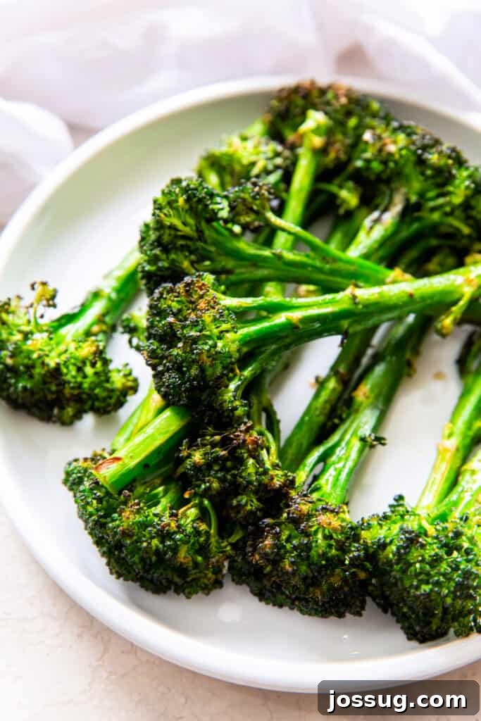 Crispy Air-Fried Broccolini 2 air fryer broccolini on plate