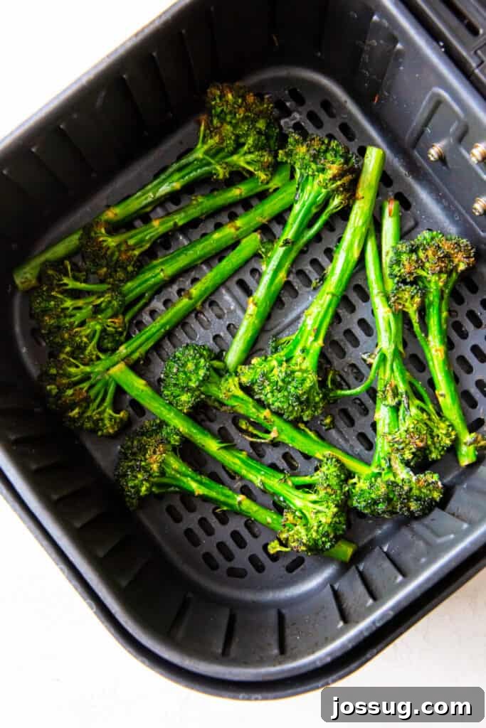 Crispy Air-Fried Broccolini 10 roasted broccolini in the air fryer