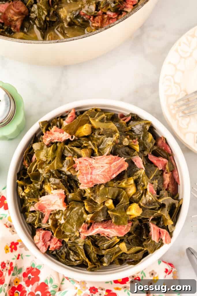 Soulful Southern Greens 11 bowl filled with southern style collard greens