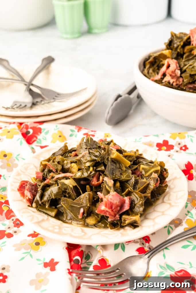 Soulful Southern Greens 4 small plate with perfectly seasoned collard greens