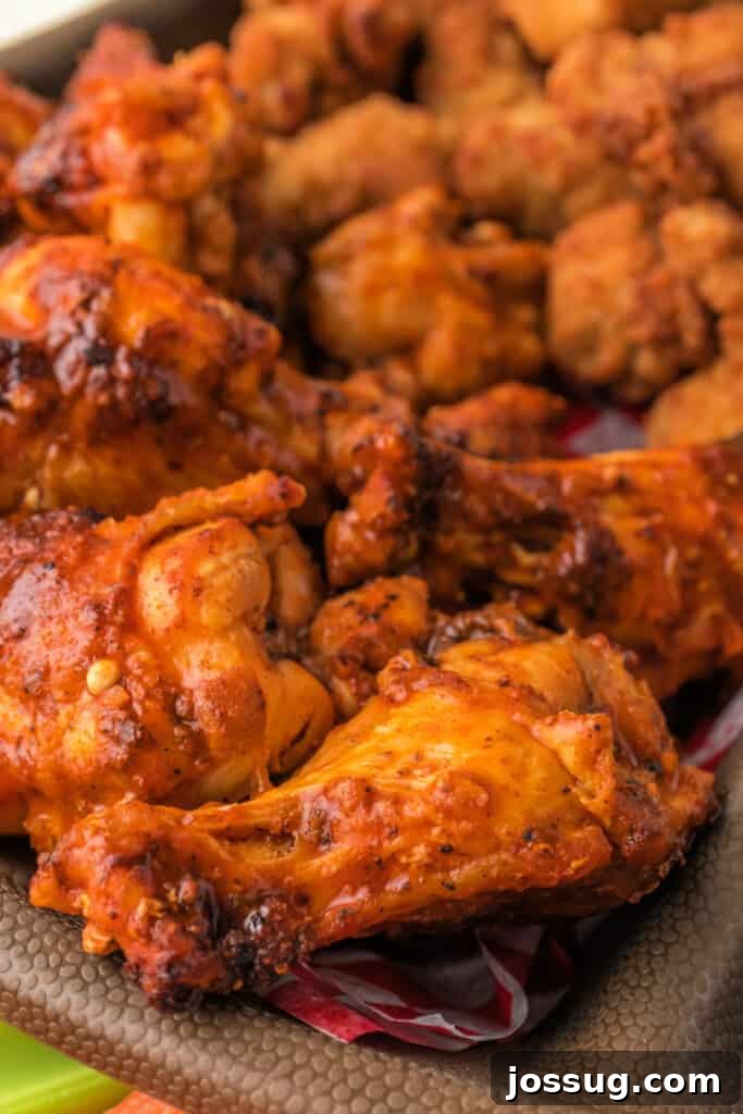Perfectly Crispy Air Fryer Buffalo Wings 2 Platter of crispy air fryer buffalo wings ready to serve