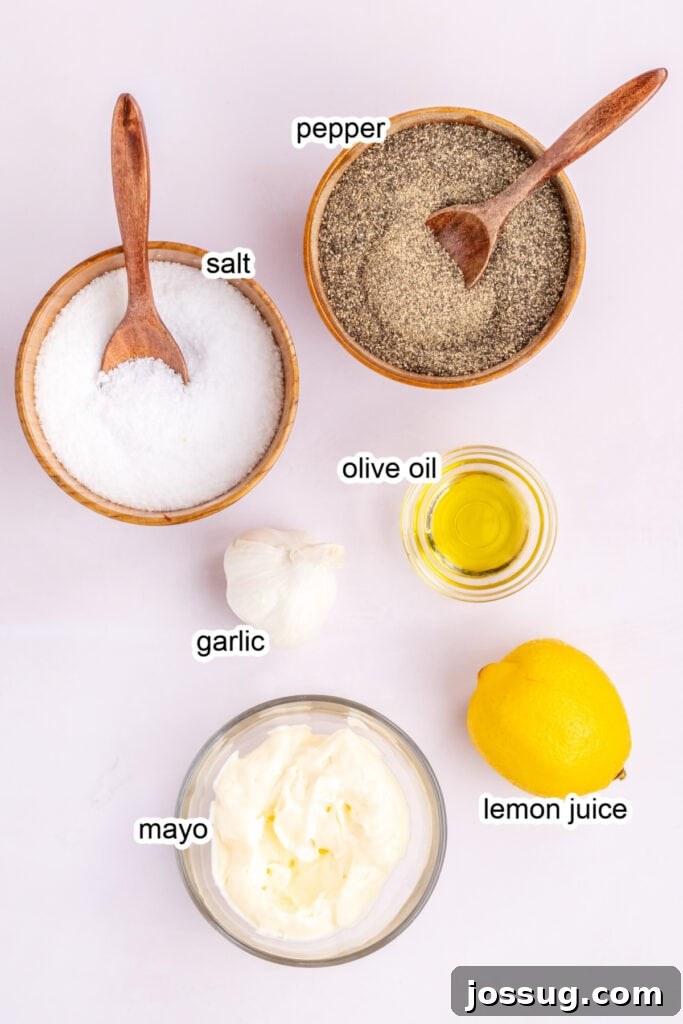 ingredients to make garlic aioli