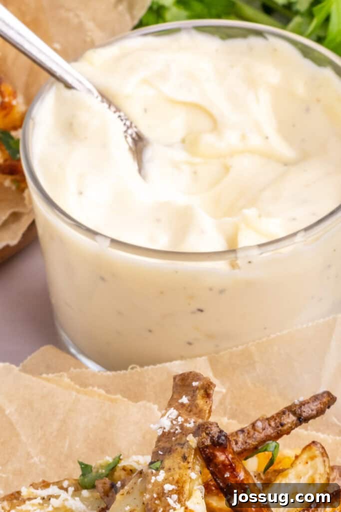 Mix all the ingredients until fully incorporated. Your delicious Garlic Aioli is ready to be served! Enjoy it as a dip or spread for your favorite dishes.