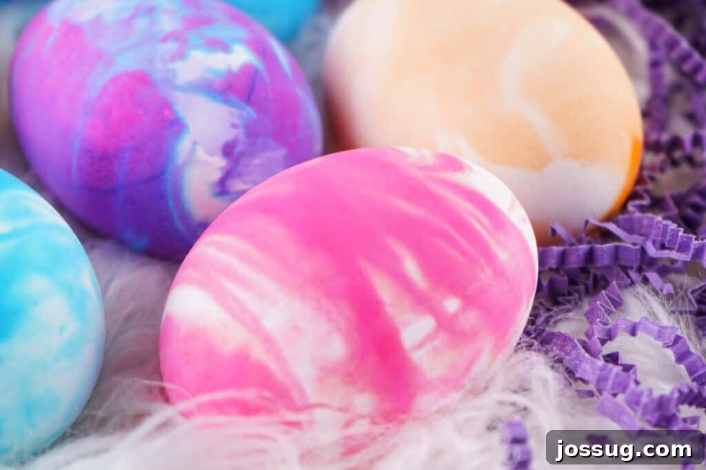 Cool Whip Marbled Easter Eggs 9 An assortment of colorful, beautifully marbled Easter eggs dyed using the Cool Whip method
