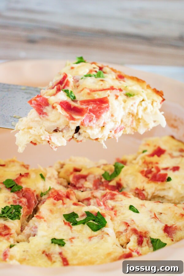 Crustless Reuben Quiche, a delicious and easy low-carb option for using leftover corned beef, perfect for St. Patrick's Day.
