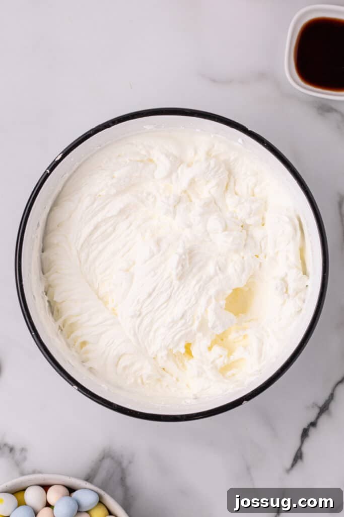 heavy cream whipped to stiff peaks