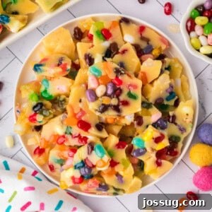 closeup of jelly bean brittle on a plate