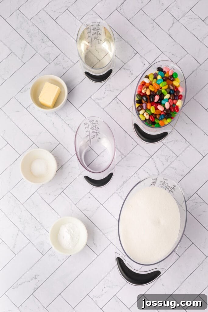 ingredients to make jelly bean brittle