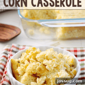 Easy Corn Casserole in a white bowl.